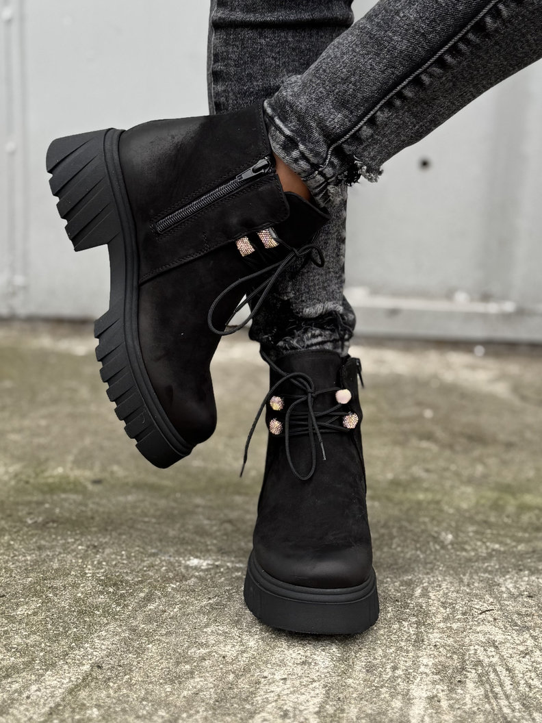 Ocieplane mega lekkie botki KAZADII MILANO black skóra naturalna - obrazek 7