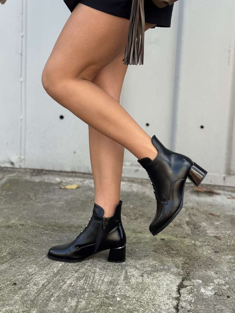 Stylowe botki DENVER BLACK na obcasie - obrazek 9