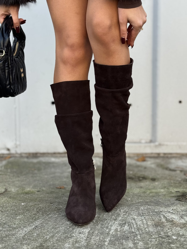 Stylowe botki KAZADII INTIMISI CHOCO SUEDE skóra naturalna - obrazek 6