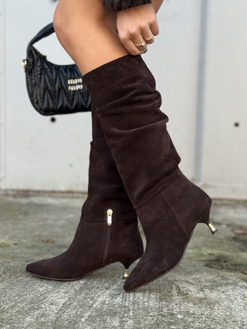 Stylowe botki KAZADII INTIMISI CHOCO SUEDE skóra naturalna