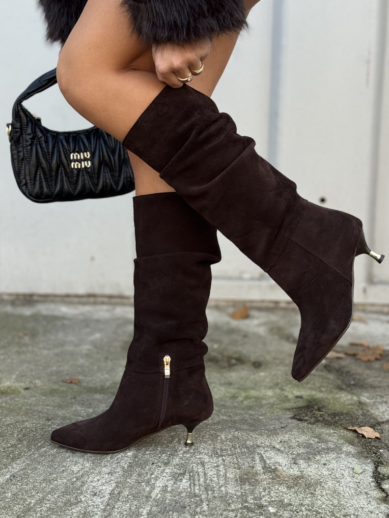 Stylowe botki KAZADII INTIMISI CHOCO SUEDE skóra naturalna - obrazek 8