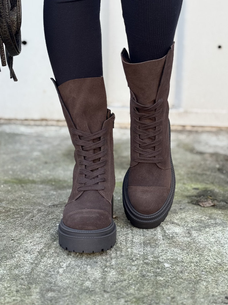 Wygodne botki KAZADII RAVENNA CHOCO SUEDE skóra naturalna - obrazek 5