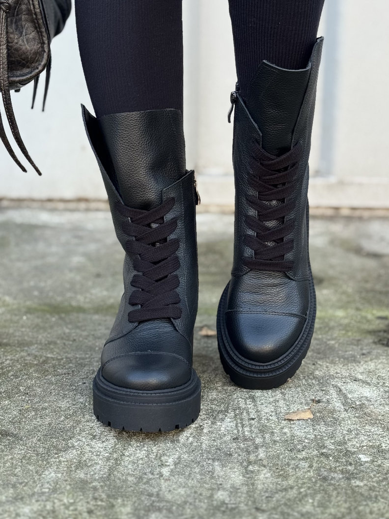 Wygodne botki KAZADII RAVENNA BLACK GRAIN skóra naturalna - obrazek 4