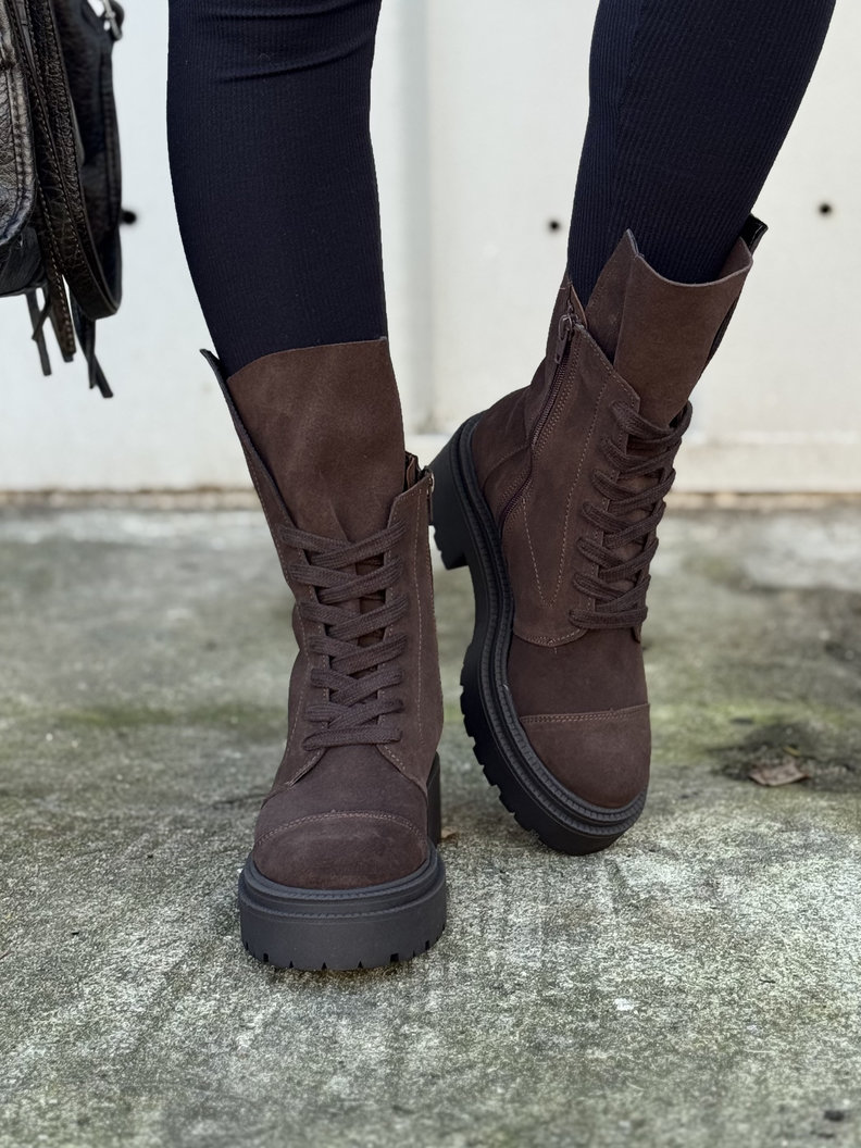 Wygodne botki KAZADII RAVENNA CHOCO SUEDE skóra naturalna - obrazek 6