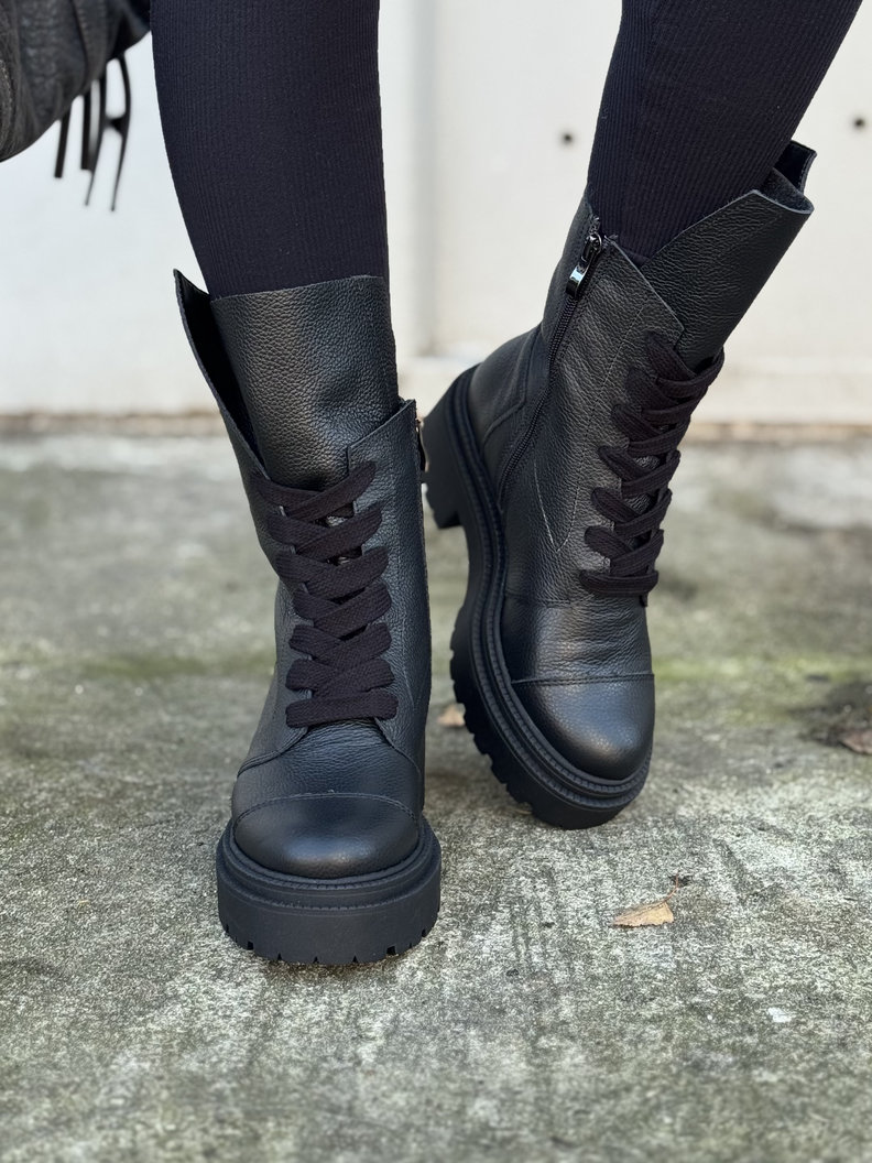 Wygodne botki KAZADII RAVENNA BLACK GRAIN skóra naturalna - obrazek 5