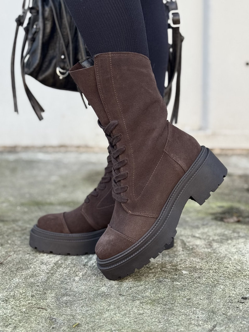 Wygodne botki KAZADII RAVENNA CHOCO SUEDE skóra naturalna - obrazek 7