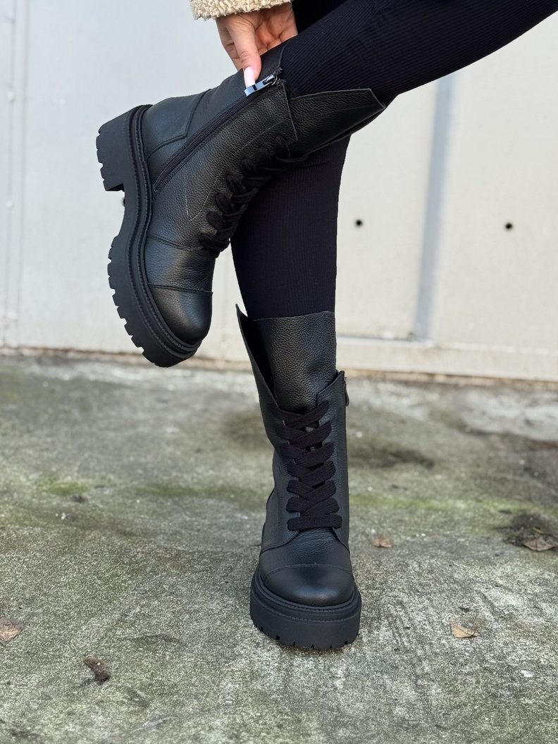 Wygodne botki KAZADII RAVENNA BLACK GRAIN skóra naturalna - obrazek 7