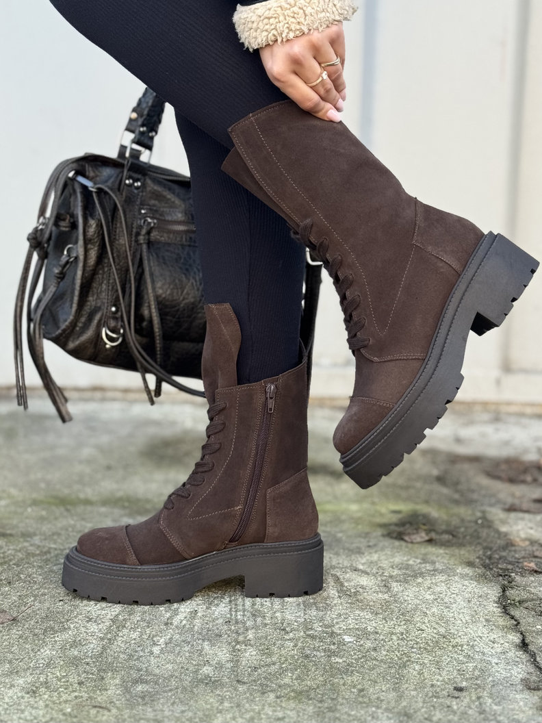 Wygodne botki KAZADII RAVENNA CHOCO SUEDE skóra naturalna - obrazek 9