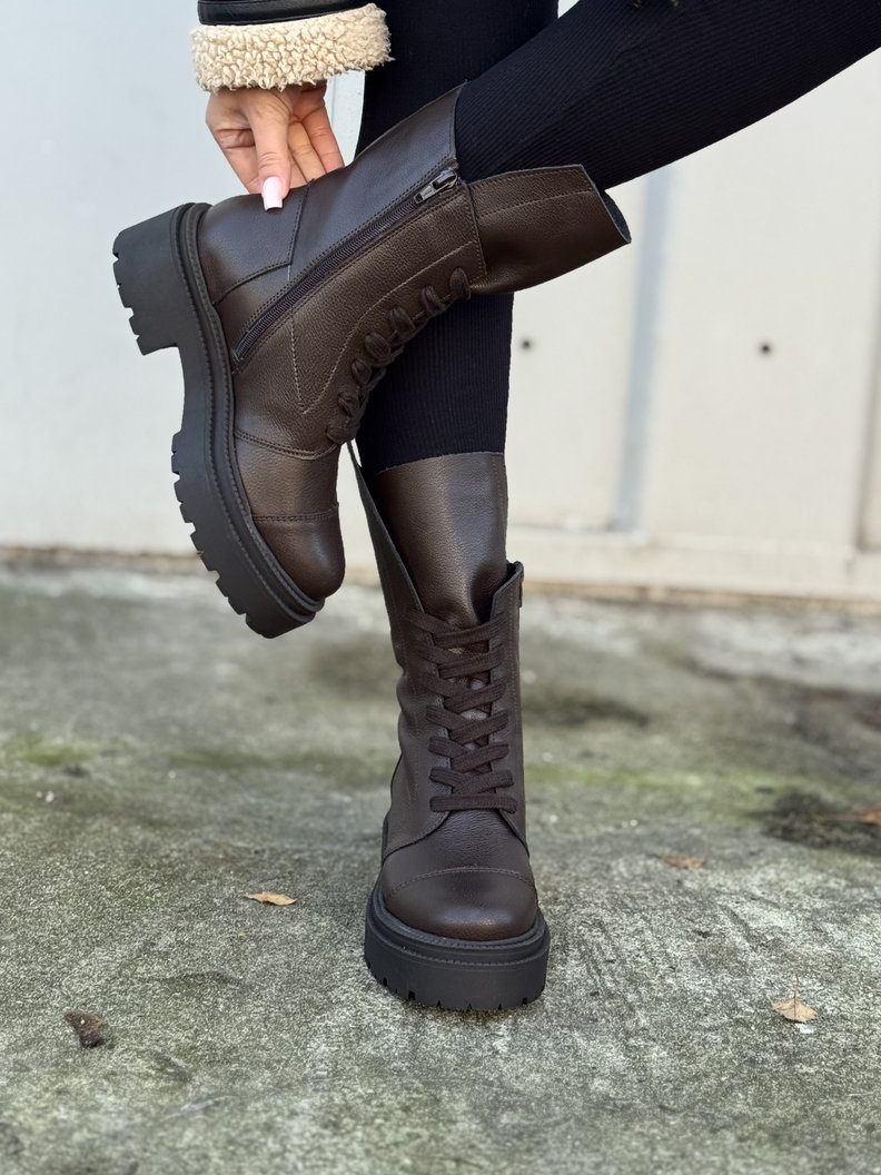 Wygodne botki KAZADII RAVENNA CHOCO GRAIN skóra naturalna - obrazek 6