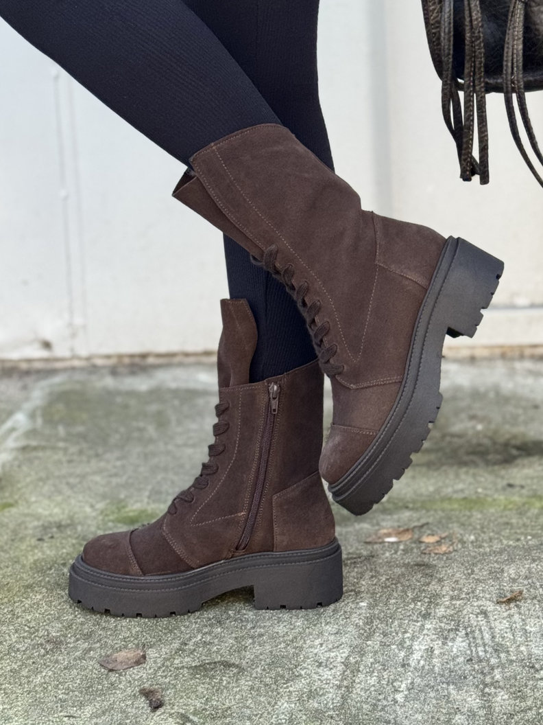 Wygodne botki KAZADII RAVENNA CHOCO SUEDE skóra naturalna - obrazek 10