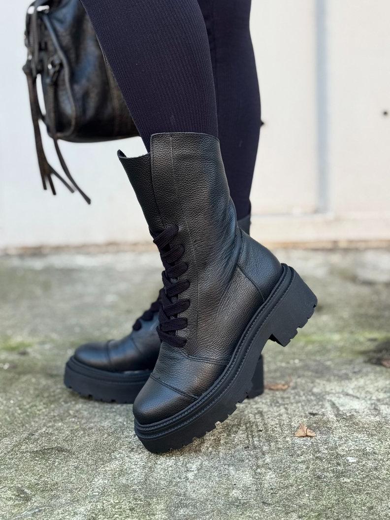 Wygodne botki KAZADII RAVENNA BLACK GRAIN skóra naturalna - obrazek 8