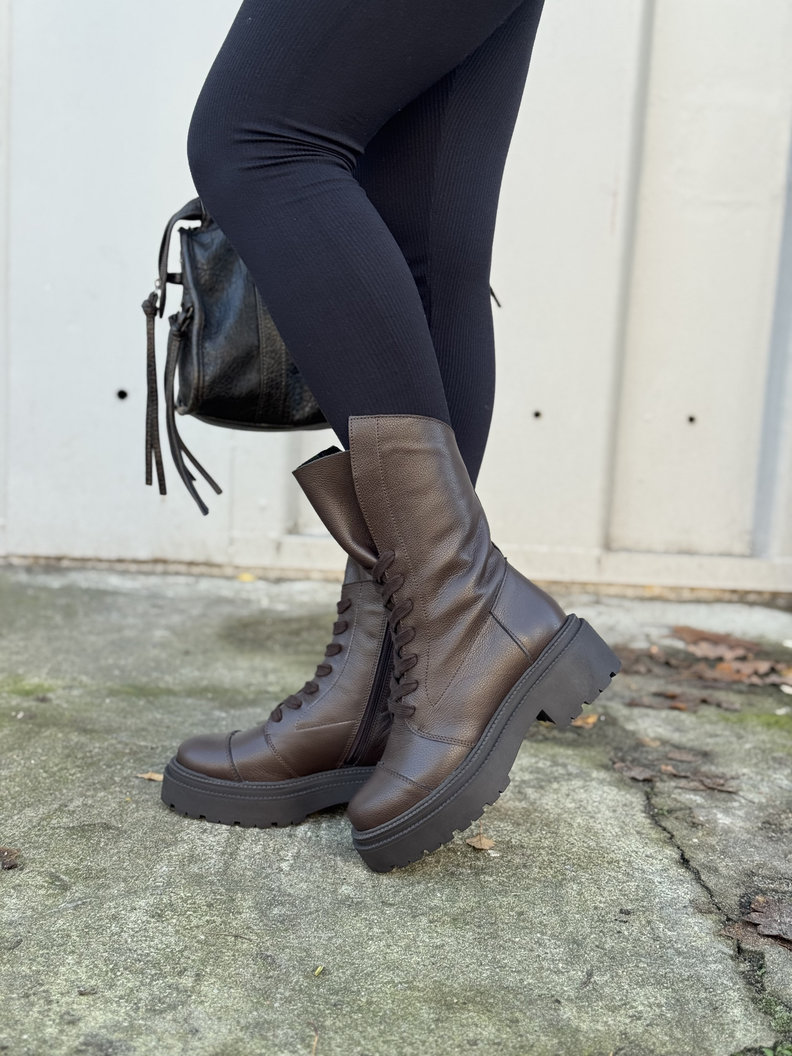 Wygodne botki KAZADII RAVENNA CHOCO GRAIN skóra naturalna - obrazek 8