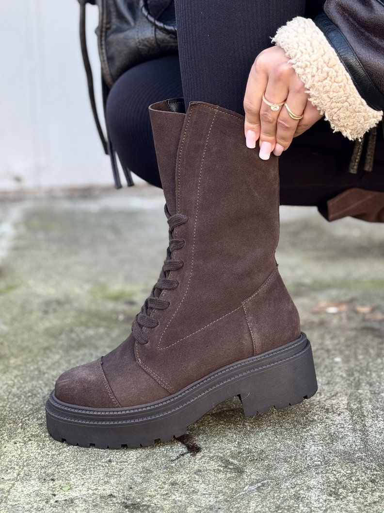 Wygodne botki KAZADII RAVENNA CHOCO SUEDE skóra naturalna