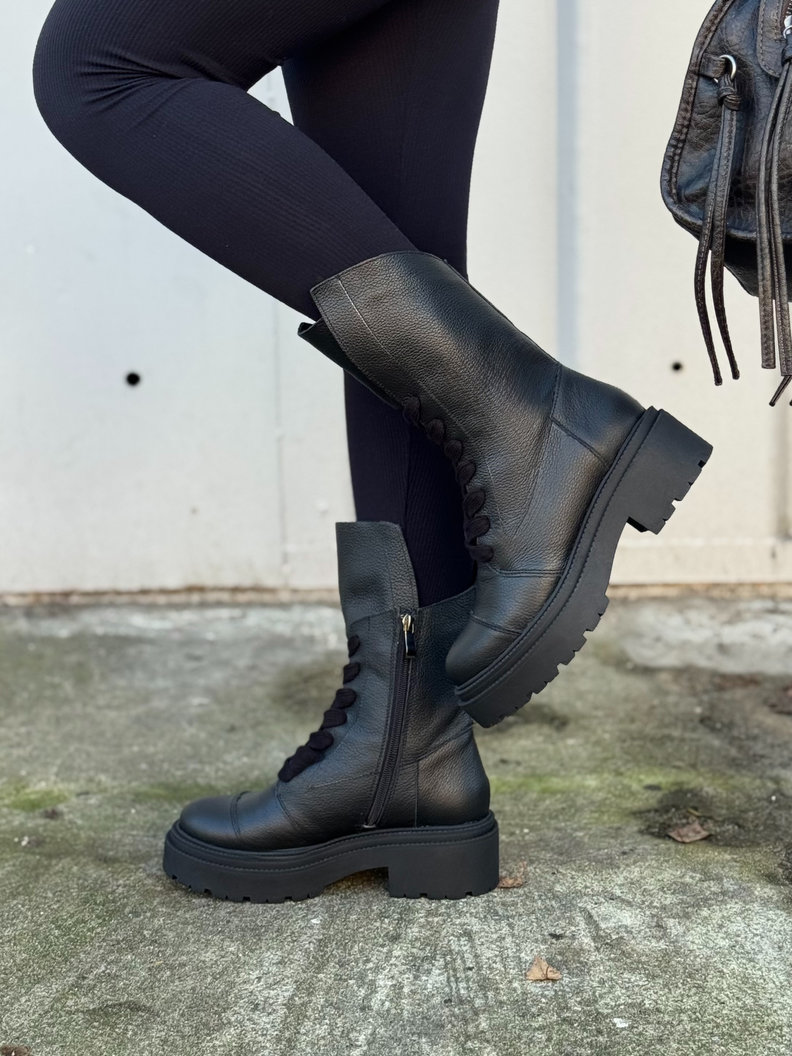 Wygodne botki KAZADII RAVENNA BLACK GRAIN skóra naturalna - obrazek 9