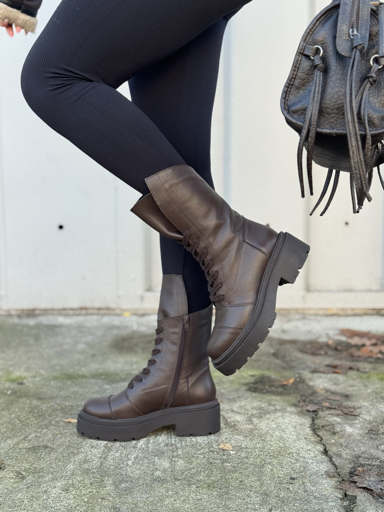 Wygodne botki KAZADII RAVENNA CHOCO GRAIN skóra naturalna - obrazek 7