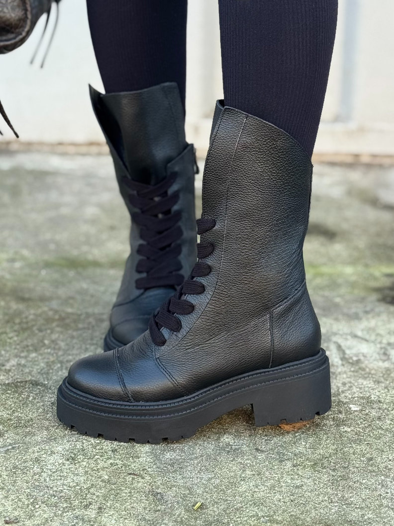 Wygodne botki KAZADII RAVENNA BLACK GRAIN skóra naturalna - obrazek 3