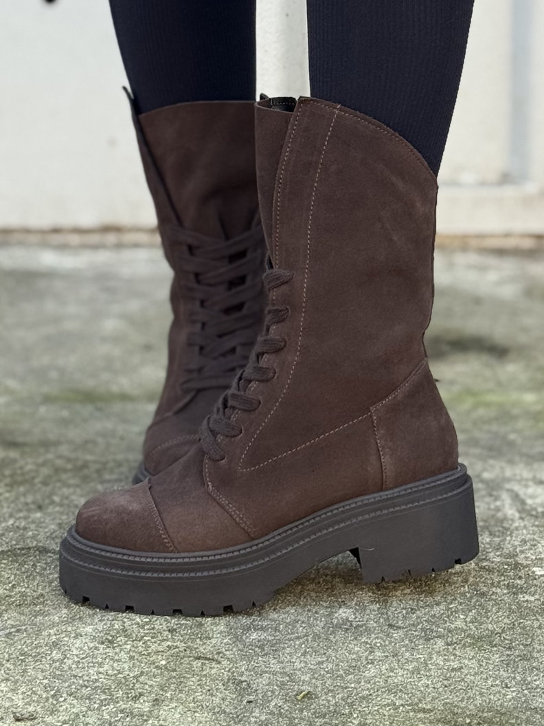 Wygodne botki KAZADII RAVENNA CHOCO SUEDE skóra naturalna - obrazek 3