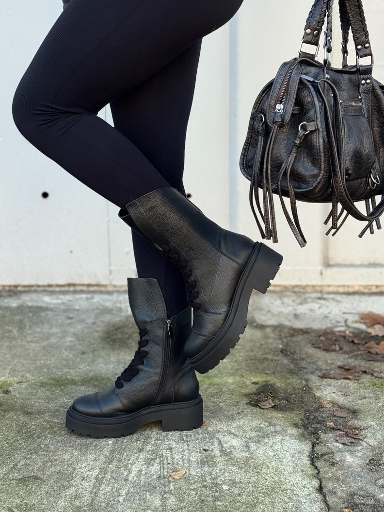 Wygodne botki KAZADII RAVENNA BLACK GRAIN skóra naturalna - obrazek 6