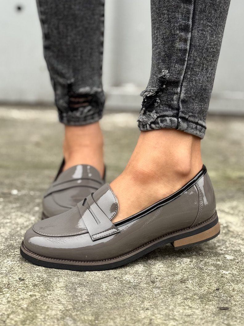 Wygodne mokasyny LERIDA GREY skóra naturalna