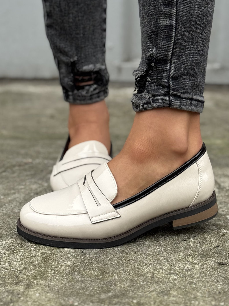 Wygodne mokasyny LERIDA BEIGE skóra naturalna