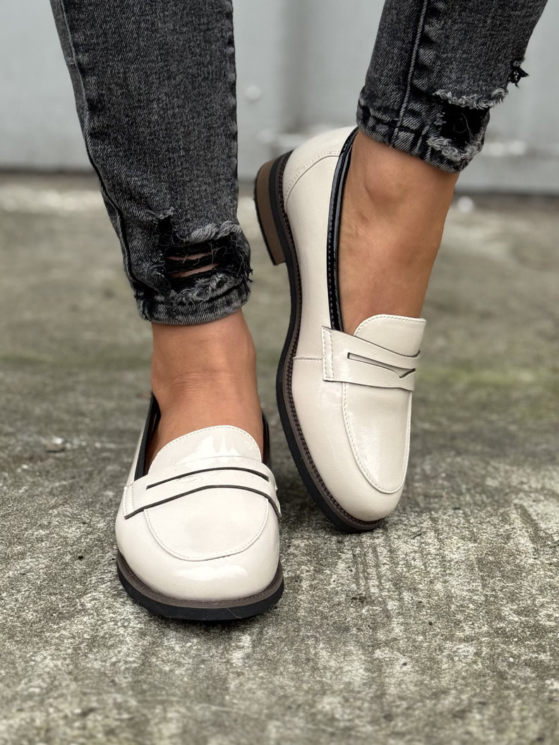 Wygodne mokasyny LERIDA BEIGE skóra naturalna - obrazek 3