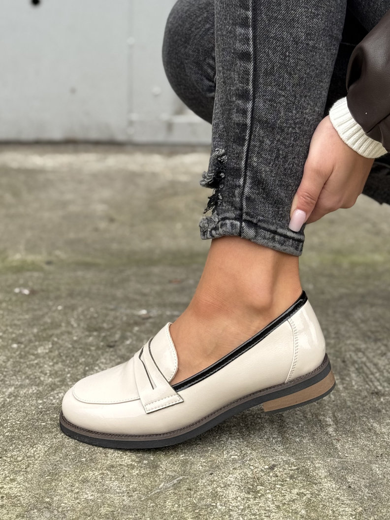 Wygodne mokasyny LERIDA BEIGE skóra naturalna - obrazek 6