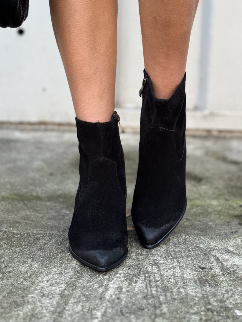 Zgrabne botki kowbojki KAZADII WESTLINE BLACK SUEDE skóra naturalna - obrazek 4