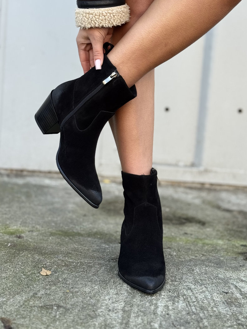 Zgrabne botki kowbojki KAZADII WESTLINE BLACK SUEDE skóra naturalna - obrazek 5