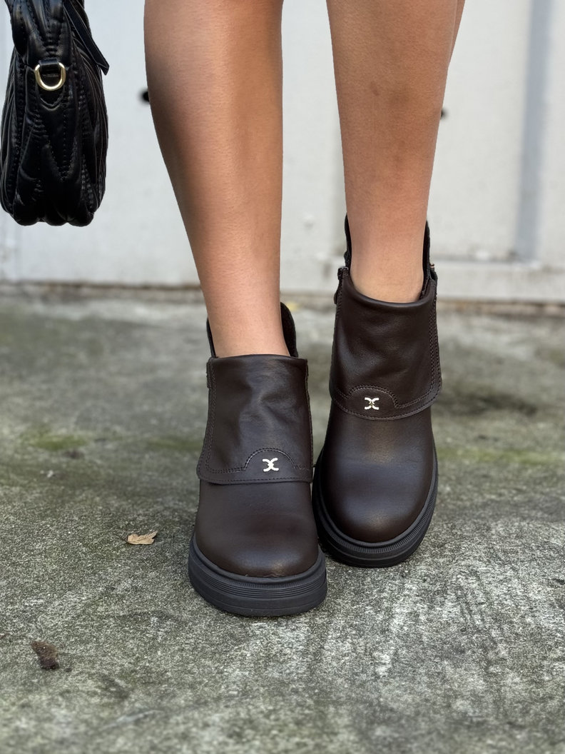 Zgrabniutkie botki KAZADII CANNES CHOCO skóra naturalna lico - obrazek 3