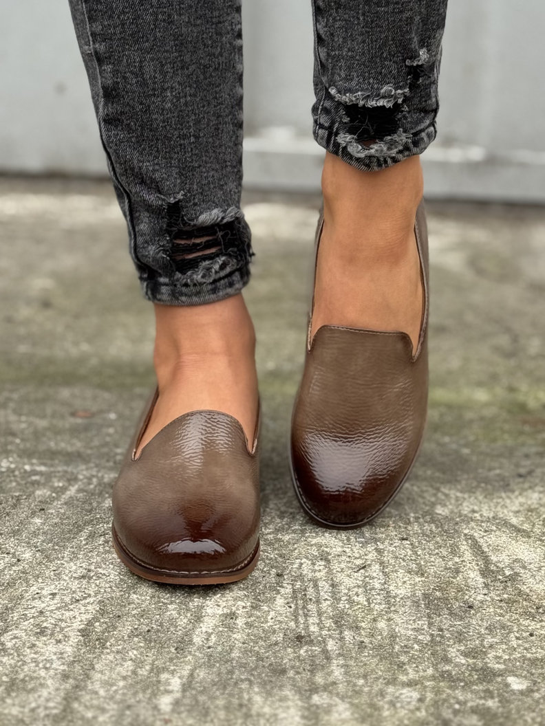 MEGA wygodne półbuty/mokasyny RUNA CAPPUCINO GLOSS - obrazek 3