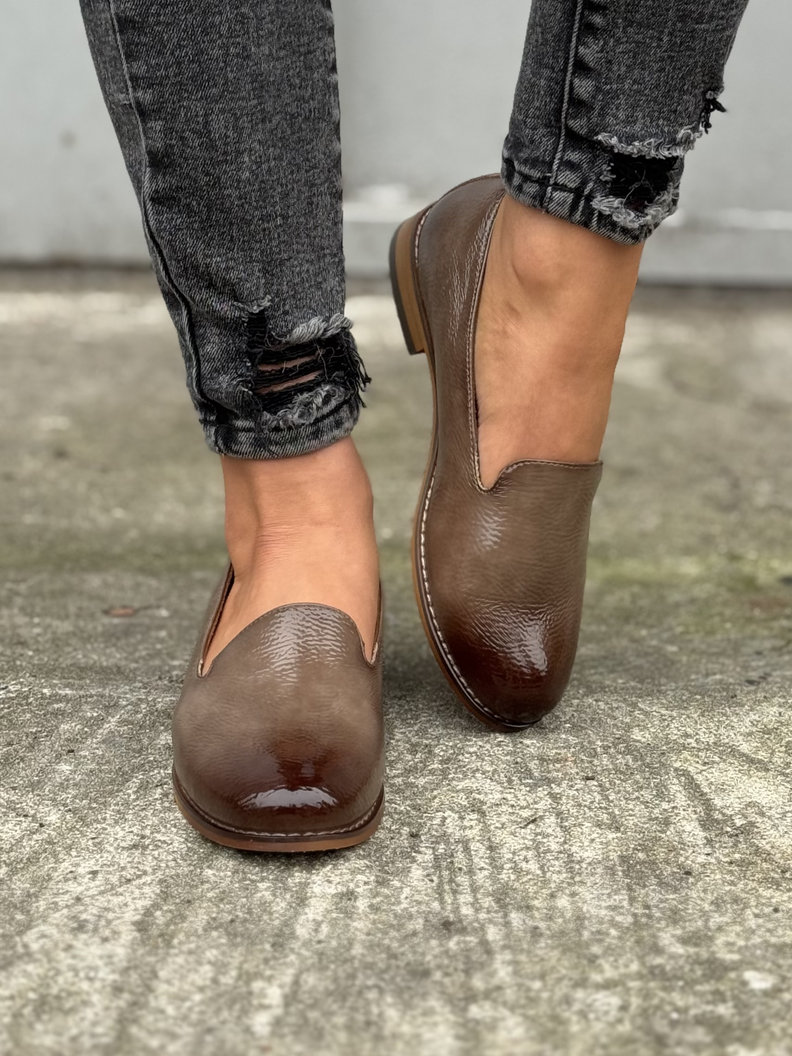 MEGA wygodne półbuty/mokasyny RUNA CAPPUCINO GLOSS - obrazek 4