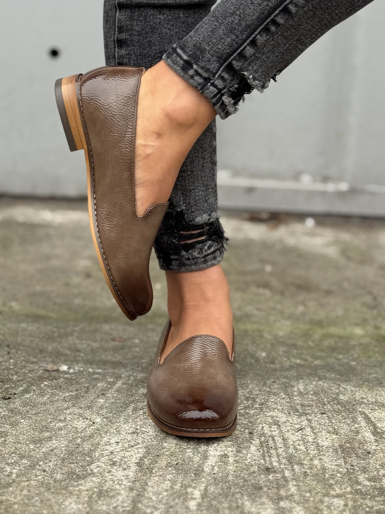 MEGA wygodne półbuty/mokasyny RUNA CAPPUCINO GLOSS - obrazek 5