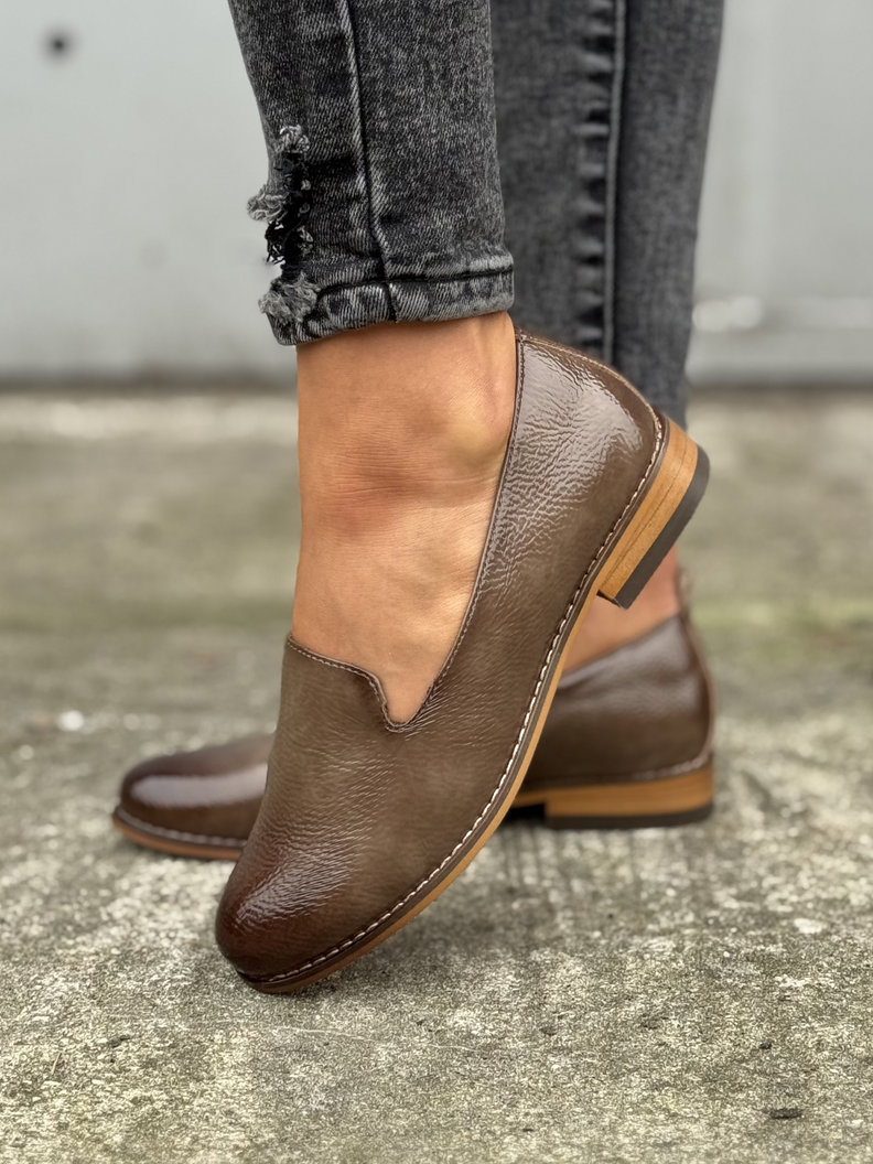 MEGA wygodne półbuty/mokasyny RUNA CAPPUCINO GLOSS - obrazek 6