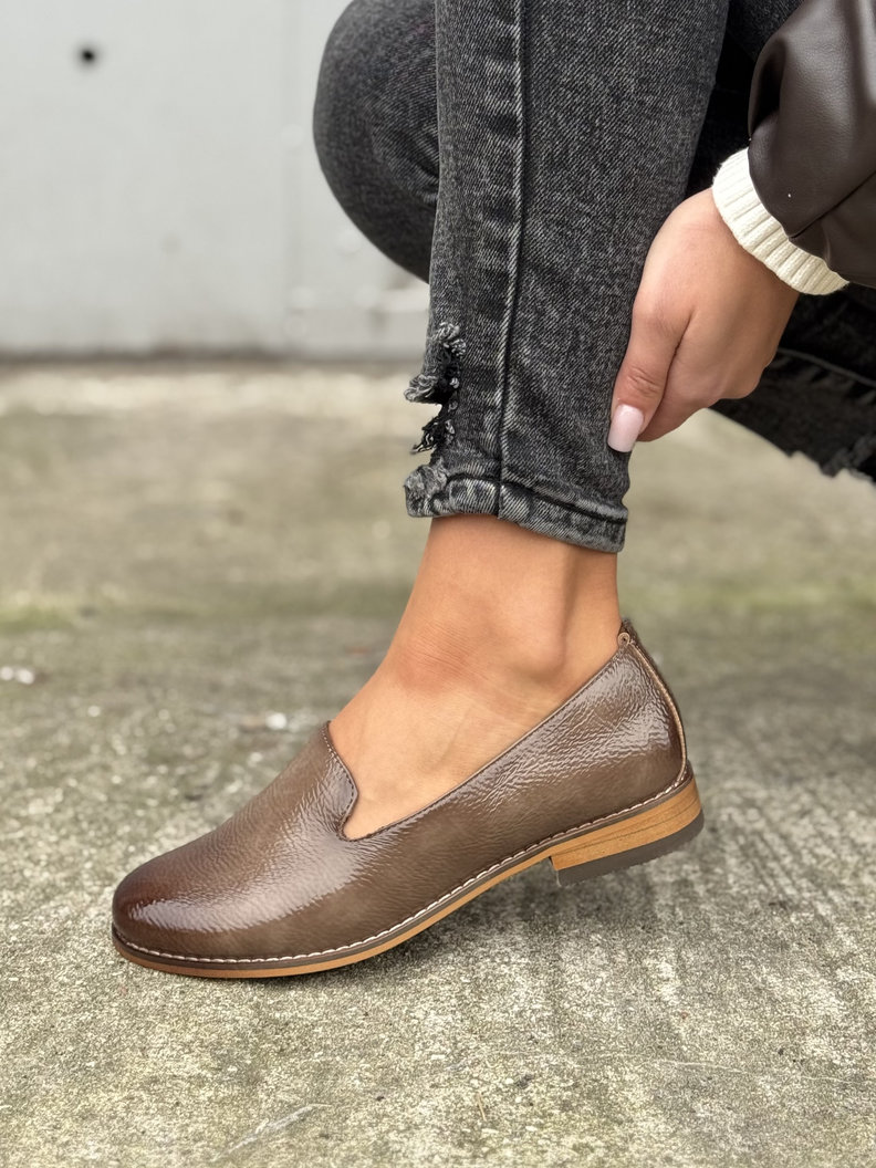 MEGA wygodne półbuty/mokasyny RUNA CAPPUCINO GLOSS - obrazek 7