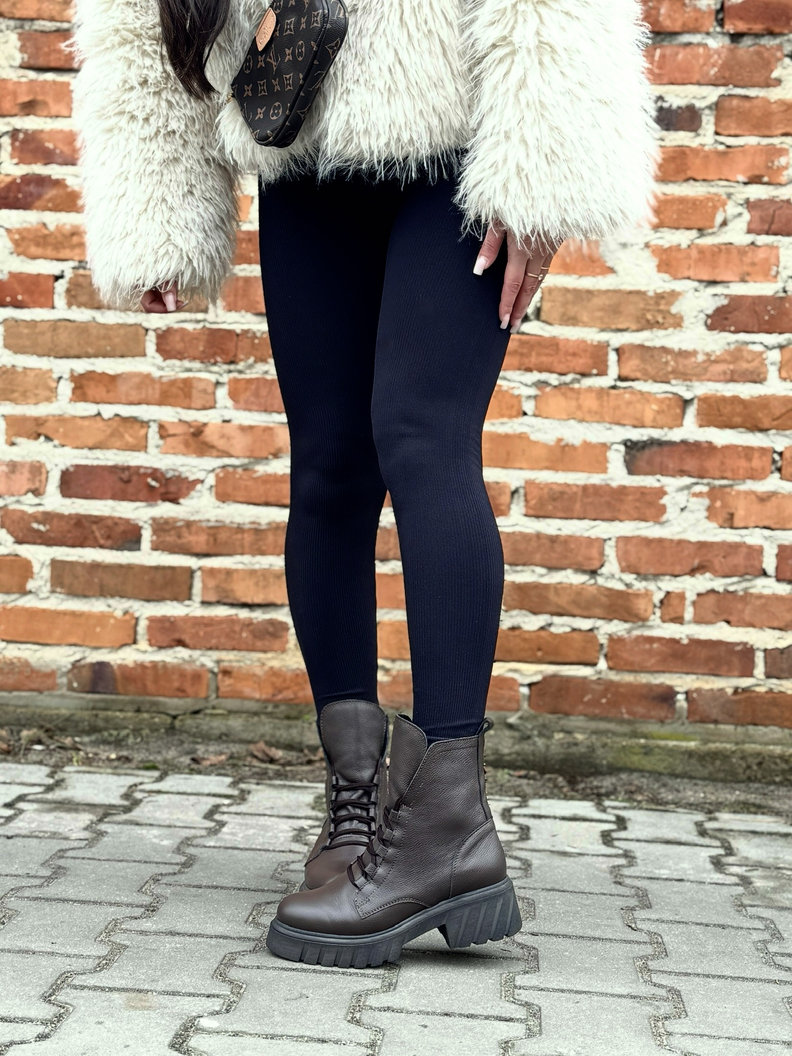 Lekkie ocieplane traperki Kazadii Soft Trek CHOCO GRAIN - skóra naturalna - obrazek 6