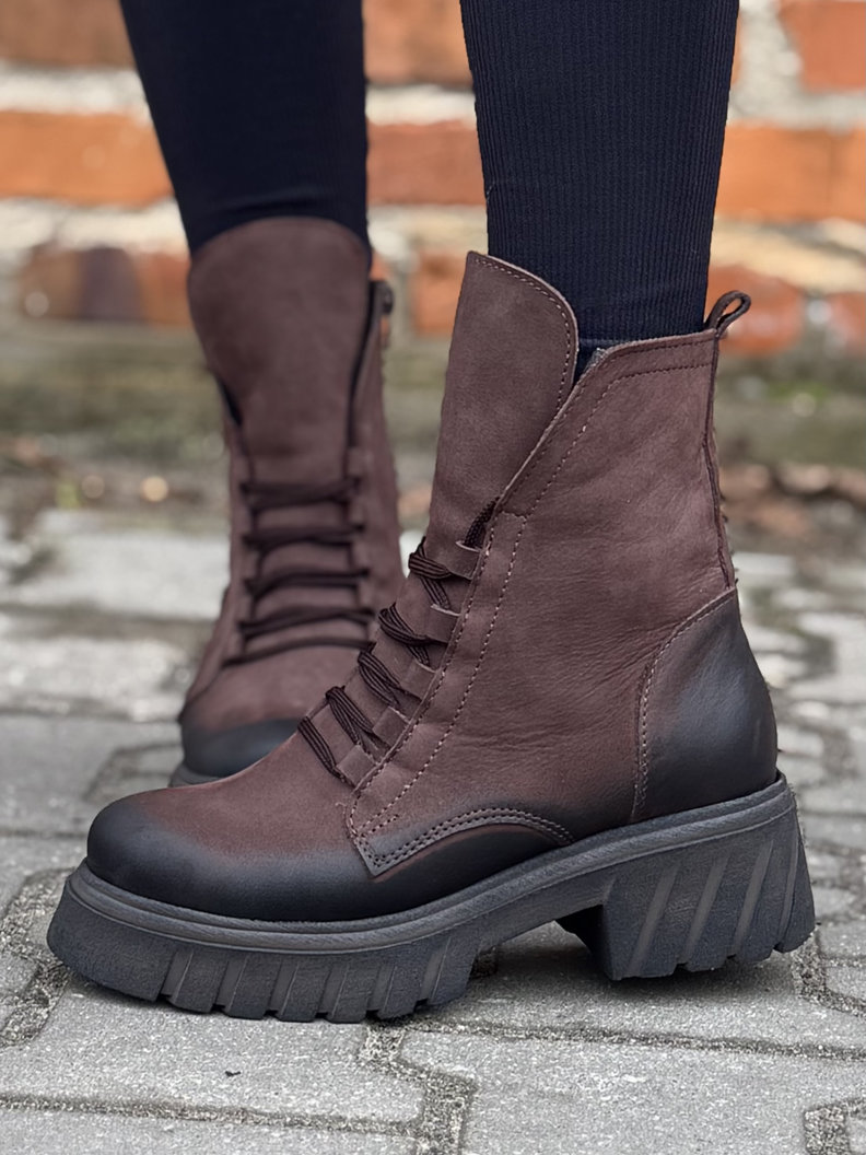 Lekkie ocieplane traperki Kazadii Soft Trek CHOCO SUEDE - skóra naturalna