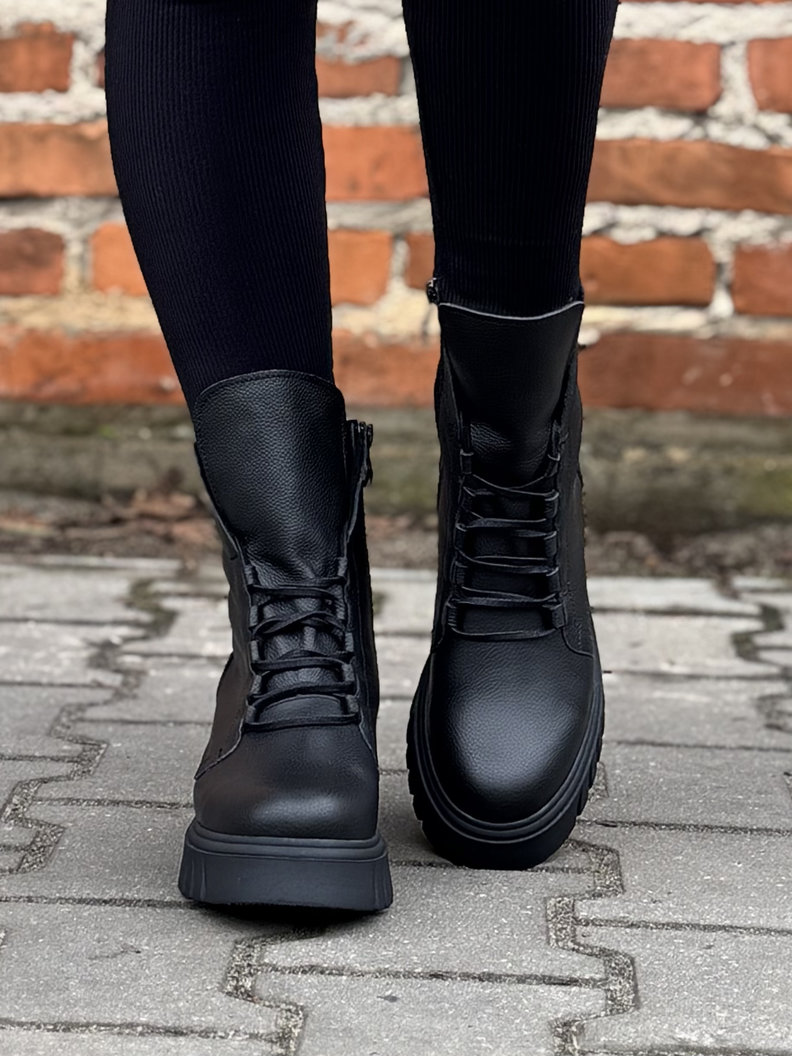 Lekkie ocieplane traperki Kazadii Soft Trek Black - skóra naturalna - obrazek 4