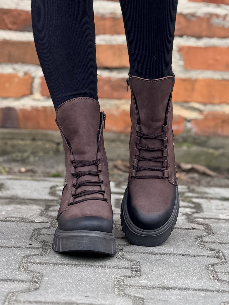 Lekkie ocieplane traperki Kazadii Soft Trek CHOCO SUEDE - skóra naturalna - obrazek 3