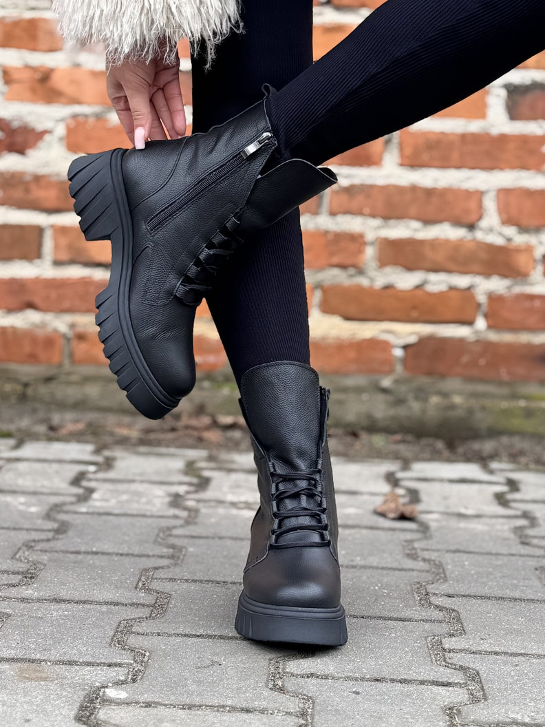 Lekkie ocieplane traperki Kazadii Soft Trek Black - skóra naturalna - obrazek 6