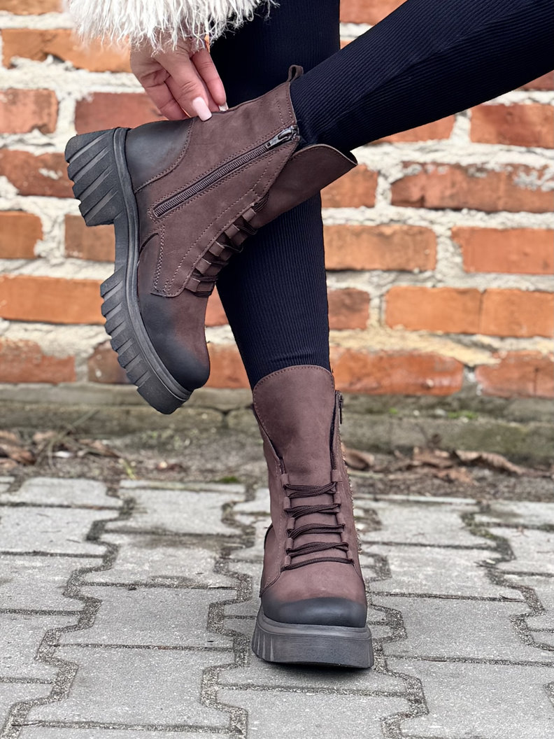 Lekkie ocieplane traperki Kazadii Soft Trek CHOCO SUEDE - skóra naturalna - obrazek 5