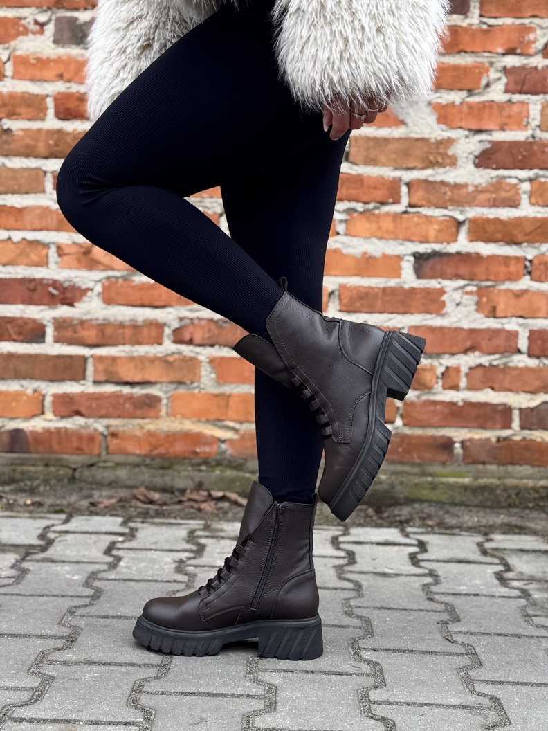 Lekkie ocieplane traperki Kazadii Soft Trek CHOCO GRAIN - skóra naturalna - obrazek 7