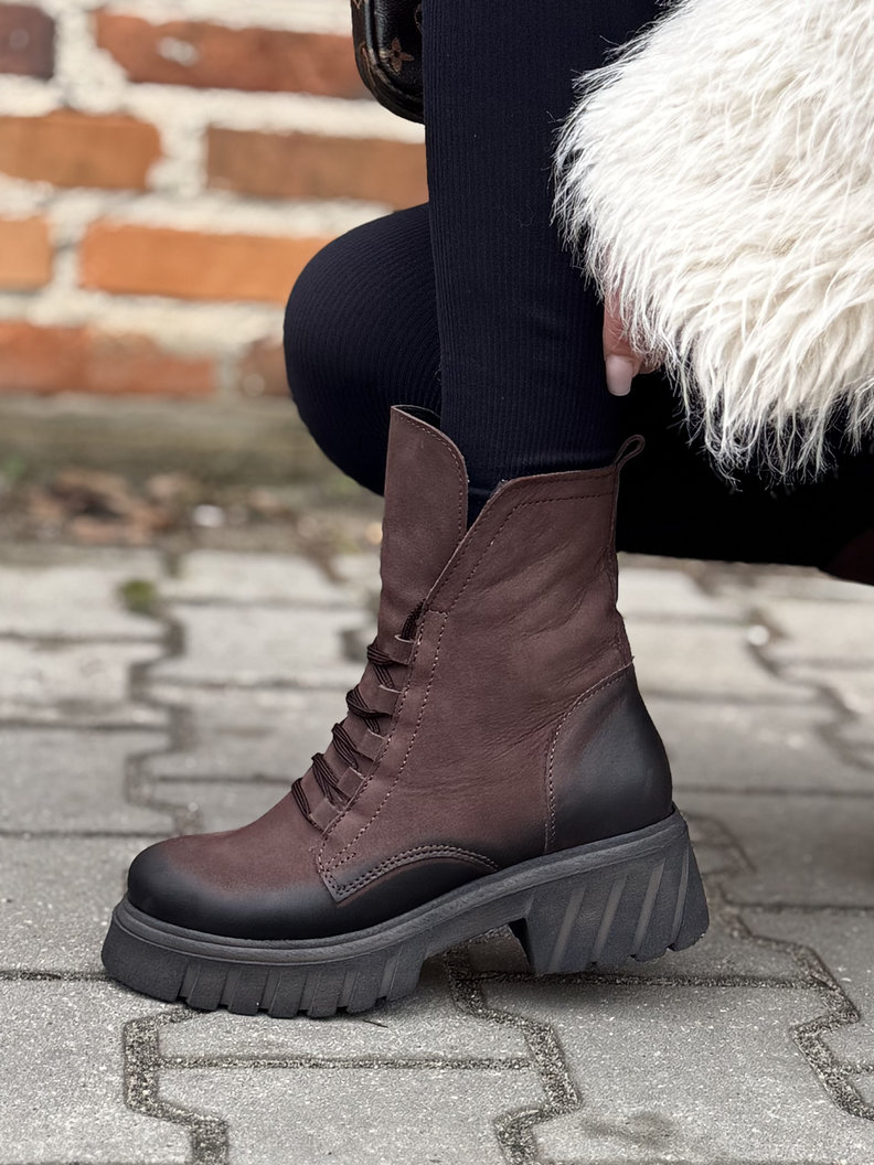 Lekkie ocieplane traperki Kazadii Soft Trek CHOCO SUEDE - skóra naturalna - obrazek 4