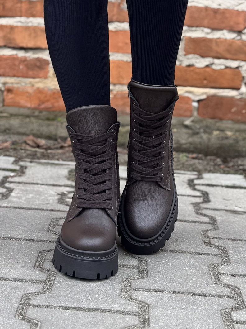 Ocieplane lekkie botki KAZADII VEYRA CHOCO LICO skóra naturalna - obrazek 4