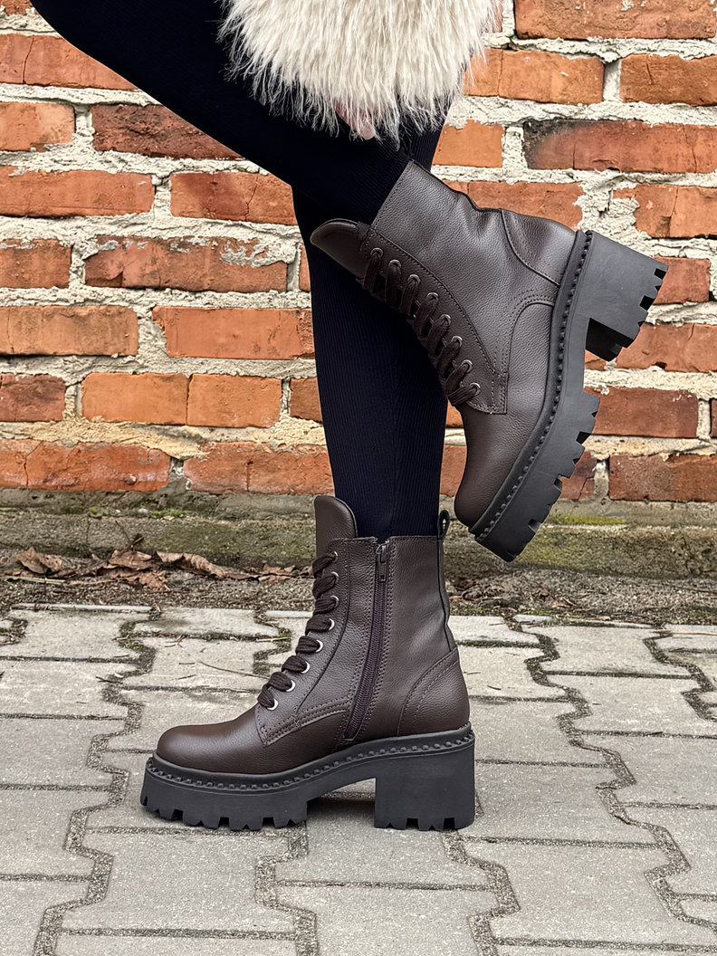 Ocieplane lekkie botki KAZADII VEYRA CHOCO LICO skóra naturalna - obrazek 6