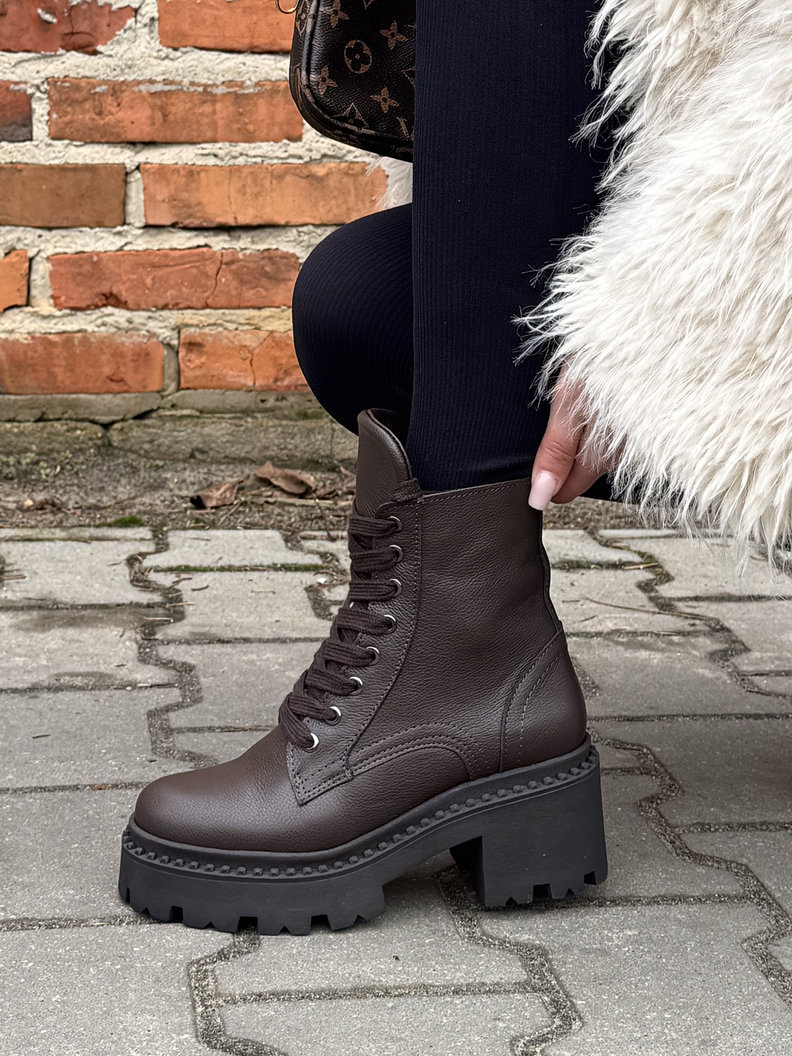 Ocieplane lekkie botki KAZADII VEYRA CHOCO LICO skóra naturalna - obrazek 3