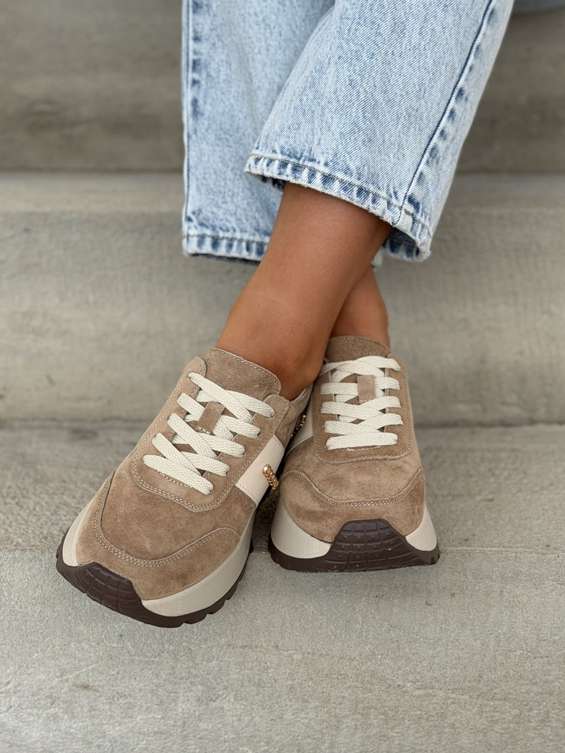 Lekkie jak piórko sneakersy SAVIA BEIGE na wyższej podeszwie skóra naturalna - obrazek 10