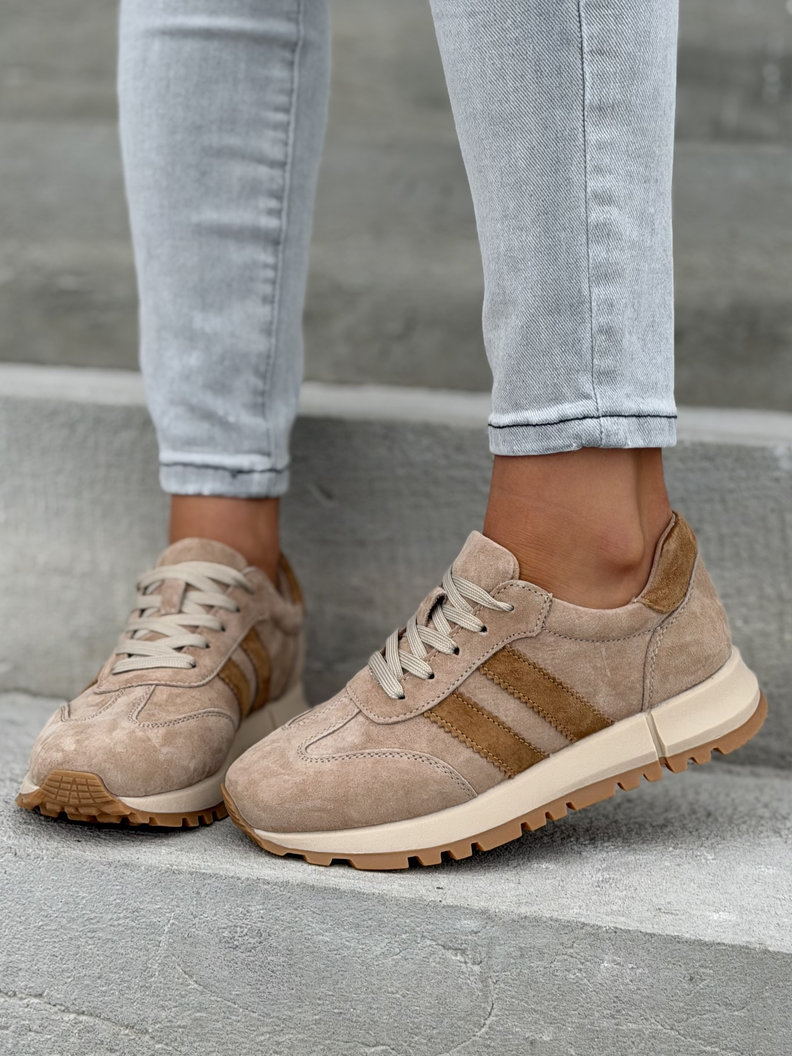 Sneakersy CAPRI SUEDE BEIGE CAMEL skóra naturalna - obrazek 8