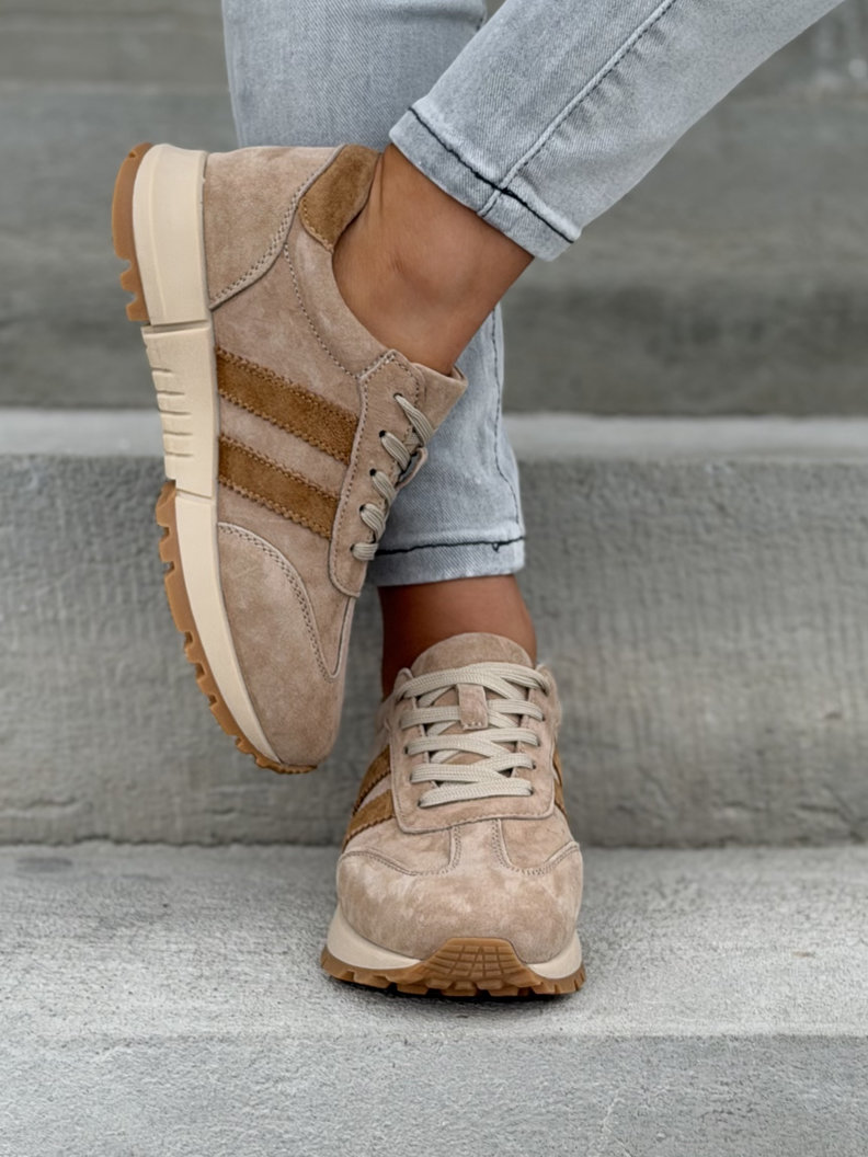 Sneakersy CAPRI SUEDE BEIGE CAMEL skóra naturalna - obrazek 9