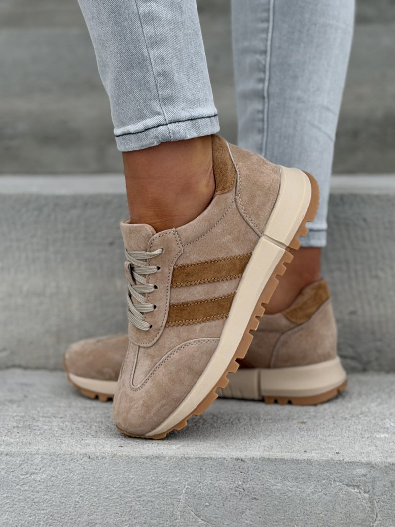 Sneakersy CAPRI SUEDE BEIGE CAMEL skóra naturalna - obrazek 3