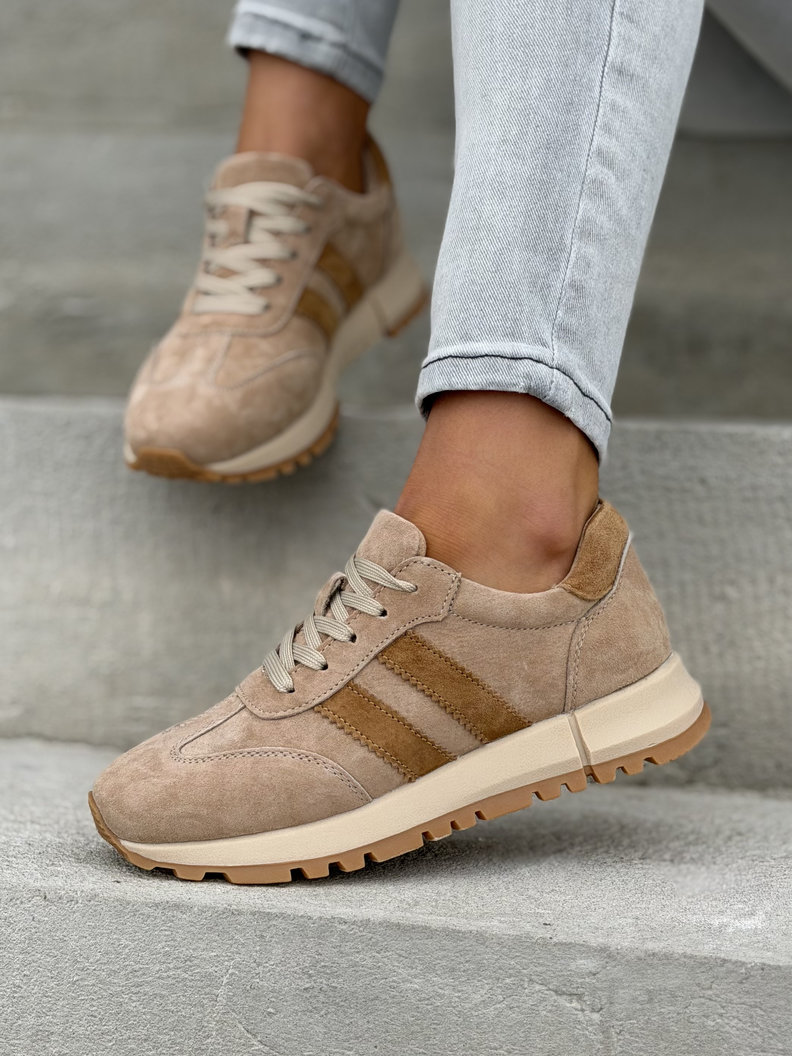 Sneakersy CAPRI SUEDE BEIGE CAMEL skóra naturalna